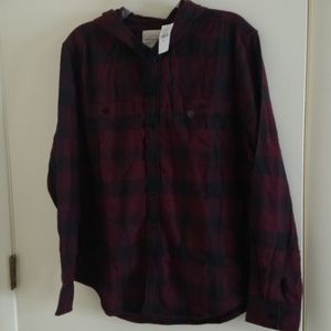 Mens flannel hoodie shirt